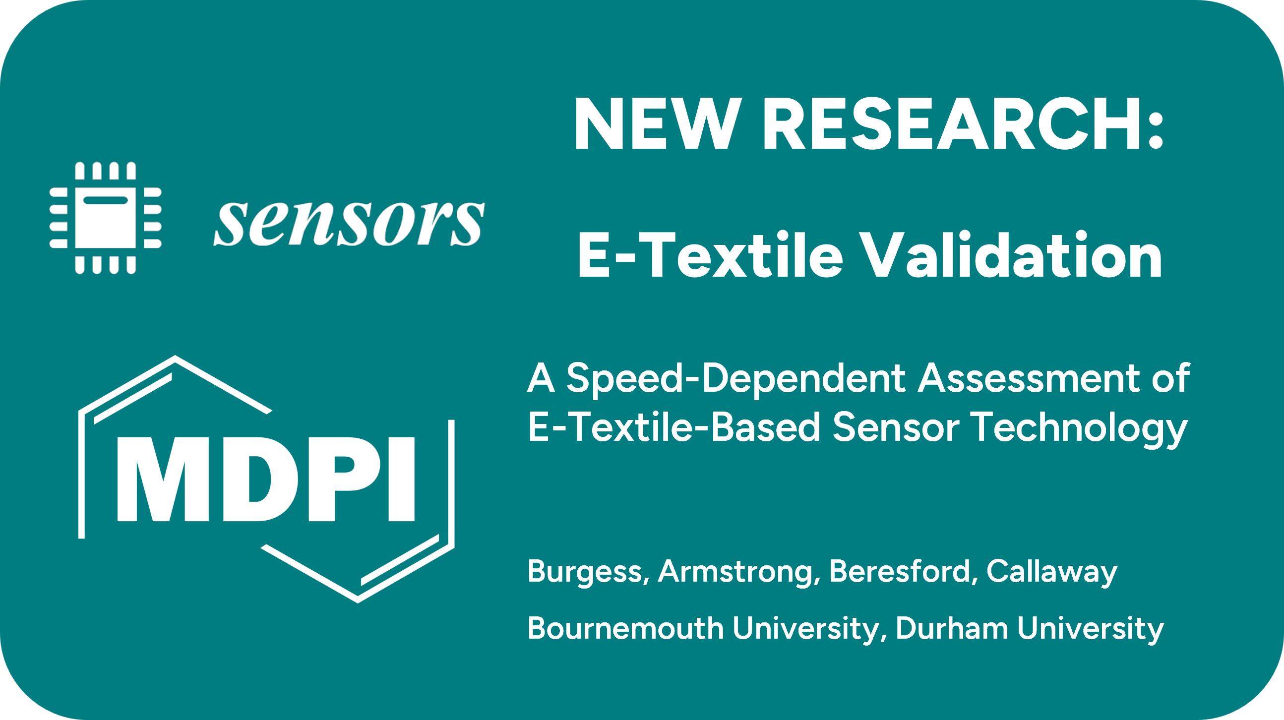 Citation card for the paper A Speed-Dependent Assessment of E-Textile-Based Sensor Technology: Validity of the Prevayl Wearable Heart Rate Monitor, by Burgess, Armstrong, Beresford and Callaway, published in Sensors